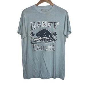 Quality Goods Banff Canada National Park Single Stitch Pale Blue T-shirt Large